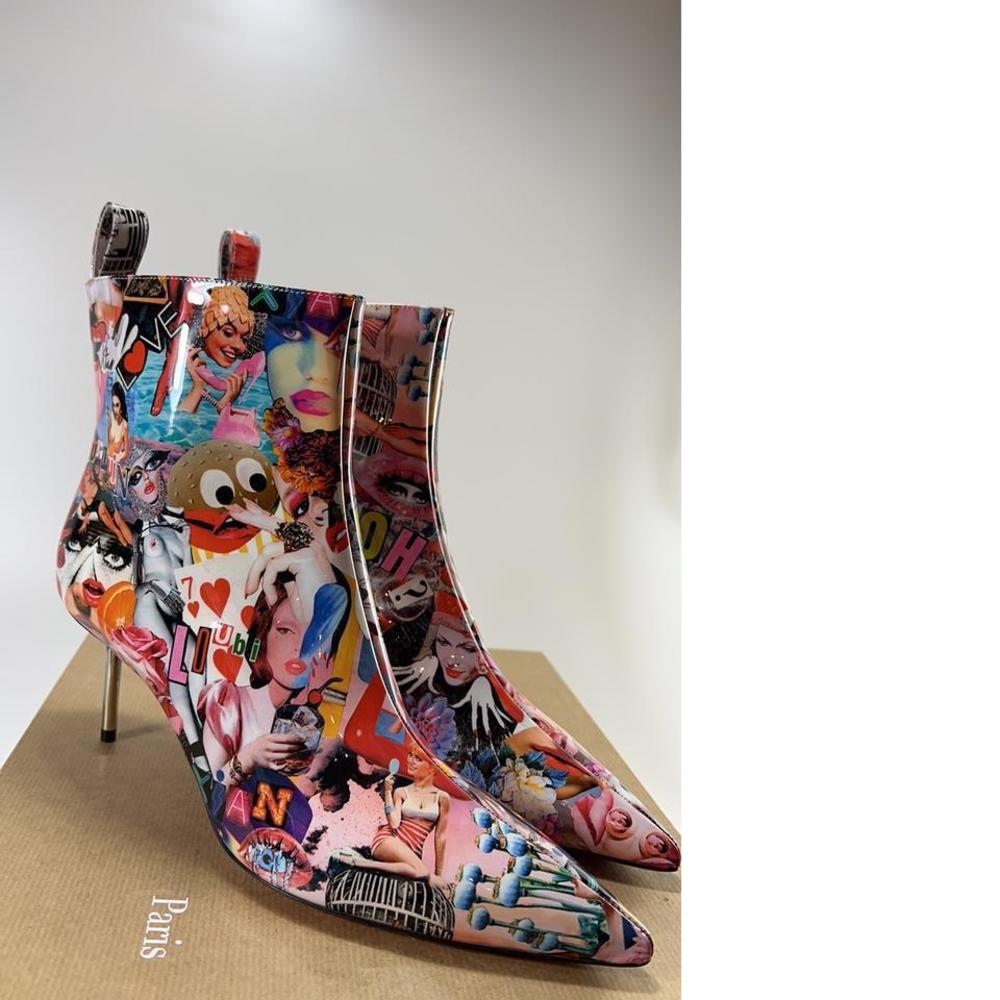 70mm Epic Booty Oh Xtian Graphic Print Graffiti Collage boots e138